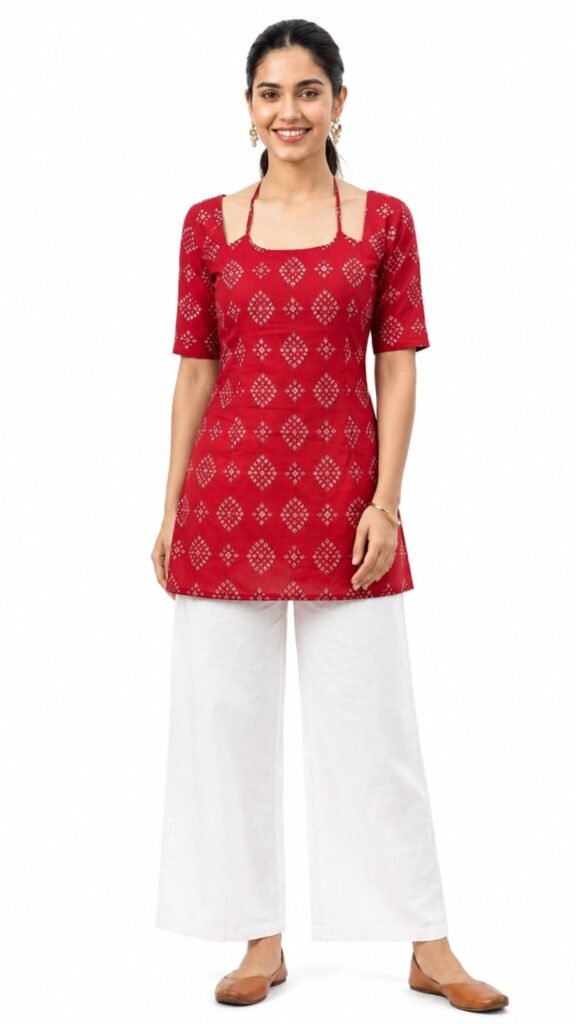 CLOA Scarlet Bandhani Tie-Back Kurti