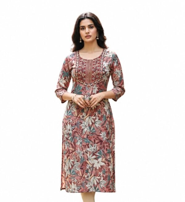 CLOA Women Botanical Floral Print Rayon Kurti